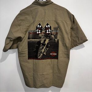 Vintage Harley Davidson motorcycle motocross short sleeve button up Shirt Size L